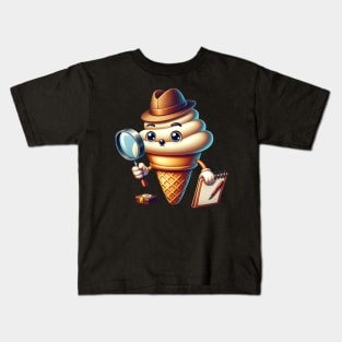 Detective Ice Cream Cone – Sweet Mystery Solver Sticker Kids T-Shirt